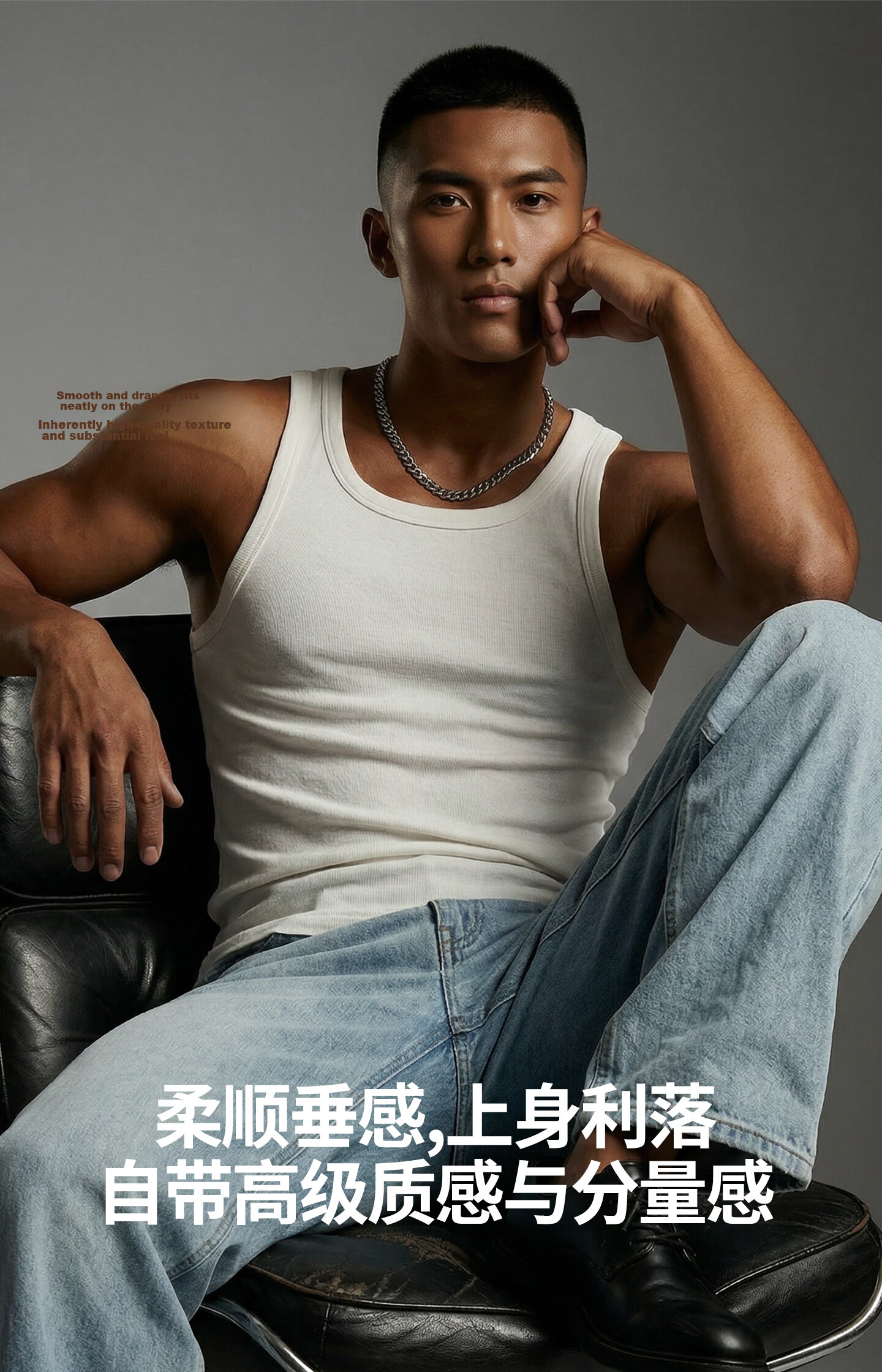 Liangpu Pure Cotton Square Neck Vest Men American Heavyweight Ribbed Slim Fit Sports Fitness Youth High Elastic Sleeveless T-Shirt 3