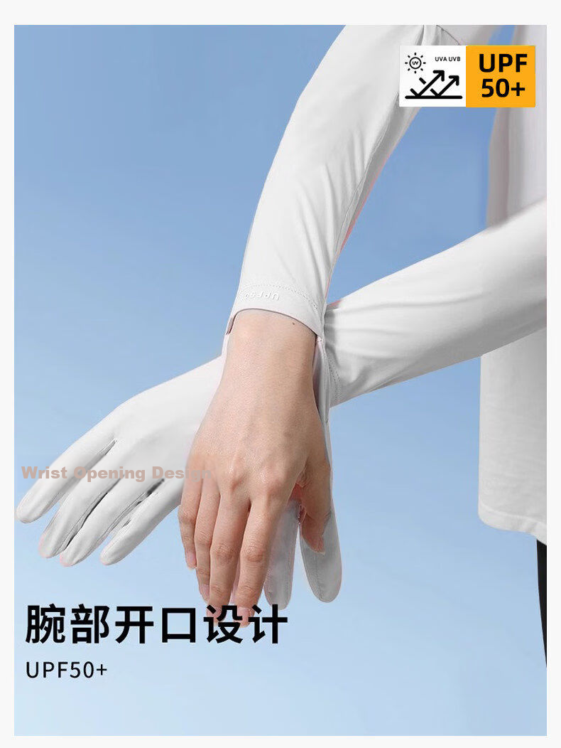 Muchiston Summer Sun Protection Cooling Arm Sleeves for Women Outdoor Breathable Cycling Arm Guards Black [UPF50+/Watch-Friendly] 5