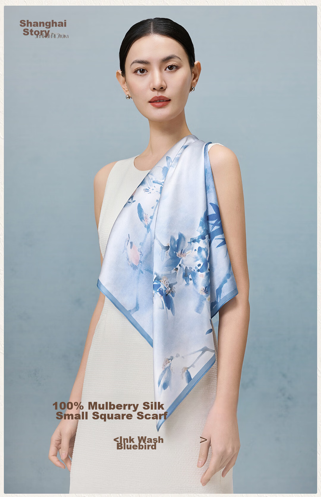 Shanghai Story Spring New Women's 100% Mulberry Silk Small Square Scarf Gift Box for Mom Birthday and Girlfriend Gift 1