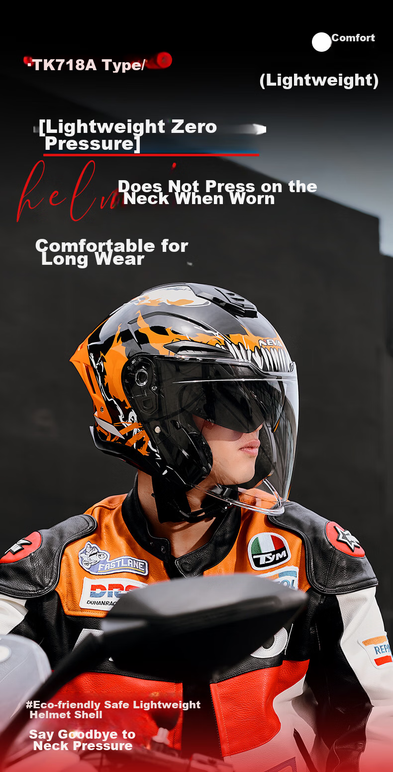 NEVA 3C Certified Motorcycle Helmet Unisex Four-Season Dual Visor 3/4 Safety Helmet 9