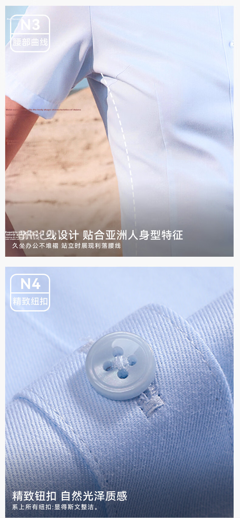 Yulixi 100% Cotton DP Wrinkle-Free Summer Short Sleeve Slim Fit Professional White Stand Collar Shirt for Women 8