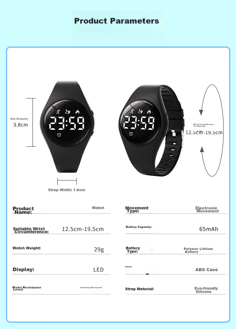 Koshi Silent Vibration Alarm Clock Student Watch Swimming Waterproof Junior High School Boys Kids Electronic Exam Watch 16