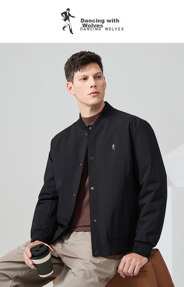 DANCING WOLVES 3D Structured Fashion Baseball Jacket Men's Casual Coat 001 Black 3XL (190) 2