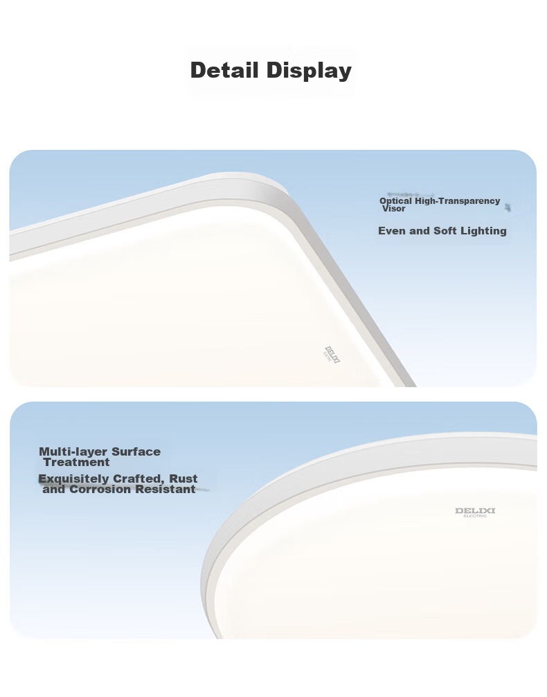 DELIXI LED Ultra-thin Eye-care Ceiling Light Bedroom Lamp Ra95 High CRI Three-level Dimming 36W 10
