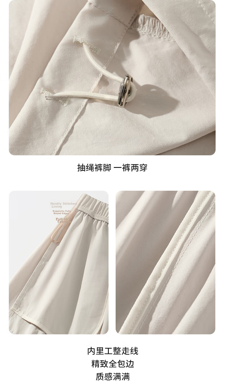 Langsha Women's Convertible Work Pants Summer Cool High Waist Slim Casual Drawstring Pleated Wide-Leg Pants Fashion Trend 15
