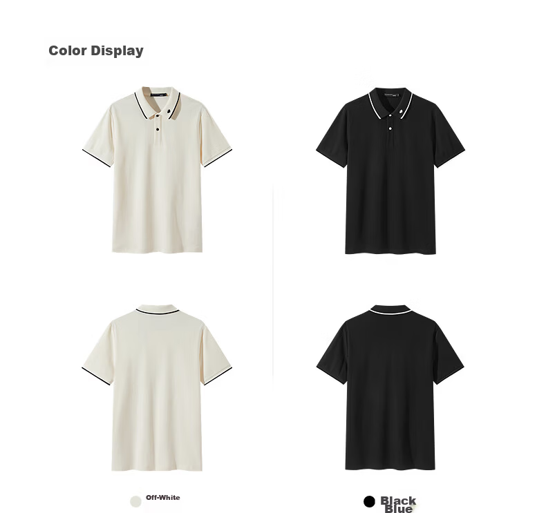 GXG Summer Men's Slim Fit Color-Block Collar Small Logo Lightweight Business Short Sleeve Polo Shirt 3
