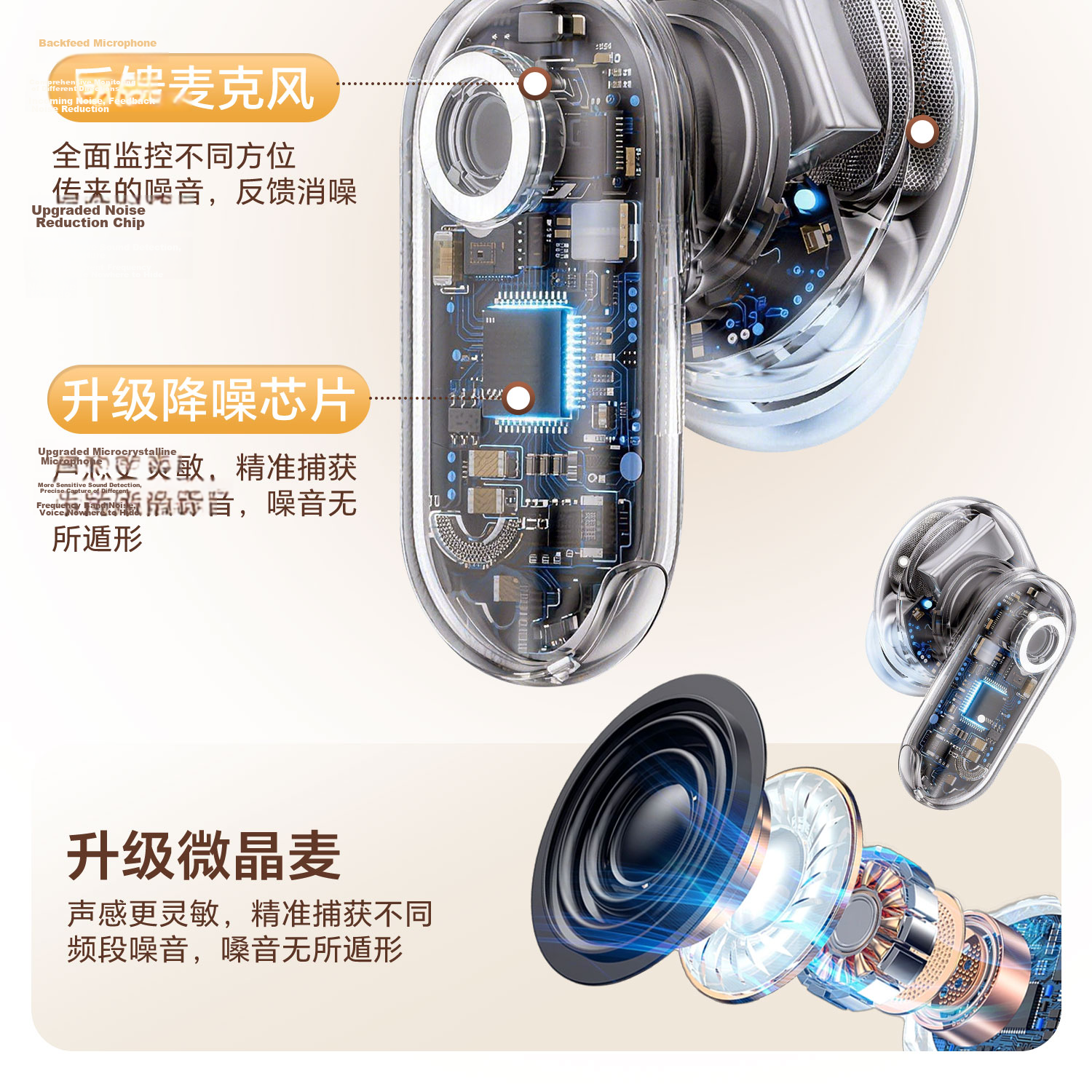 Zhunhang Bluetooth Noise Cancelling In-Ear Wireless Earphones 2026 New Ultra-Long Battery Life Deep Noise Cancellation Berlin Sound Sports Call Gaming Sleep Bluetooth Earphones 9