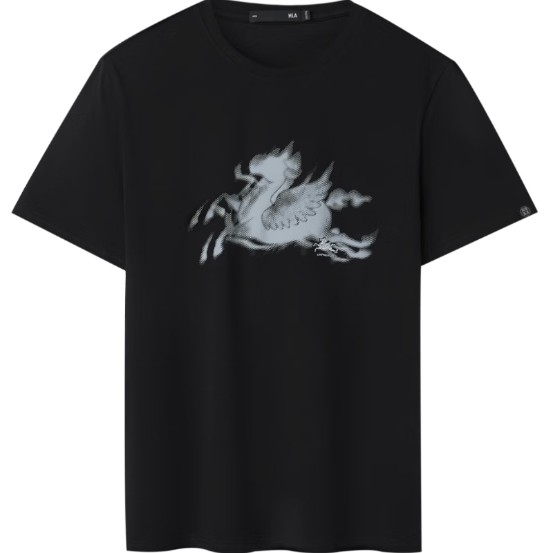 HLA Hailan Home Men's T-Shirt 26 Year of the Horse Flying Horse Embroidered Quick-Dry Short Sleeve Summer Shirt
