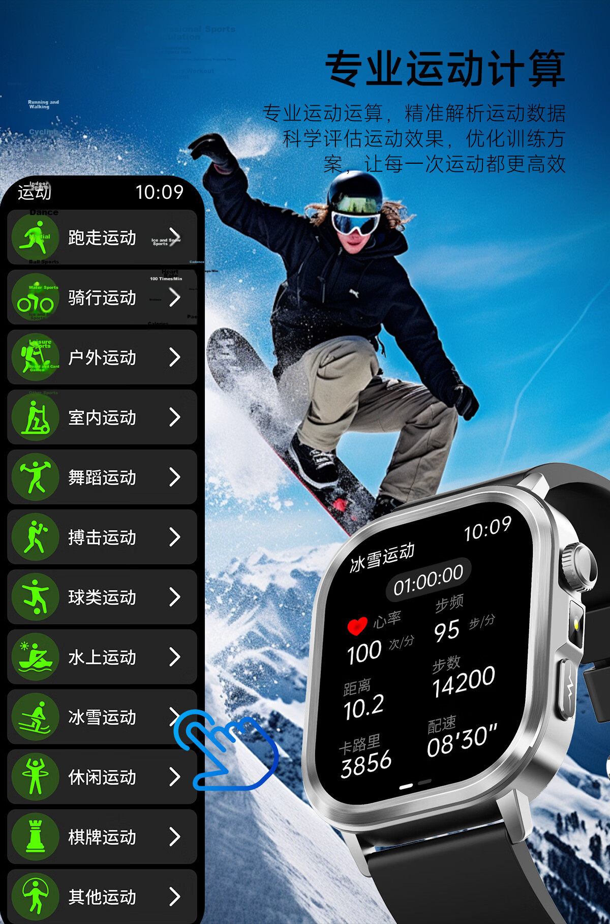 EG Smartwatch AI Multifunctional Heart Rate Health Sports HD Waterproof Watch Blood Oxygen Blood Pressure Body Fat Monitoring Bracelet 15
