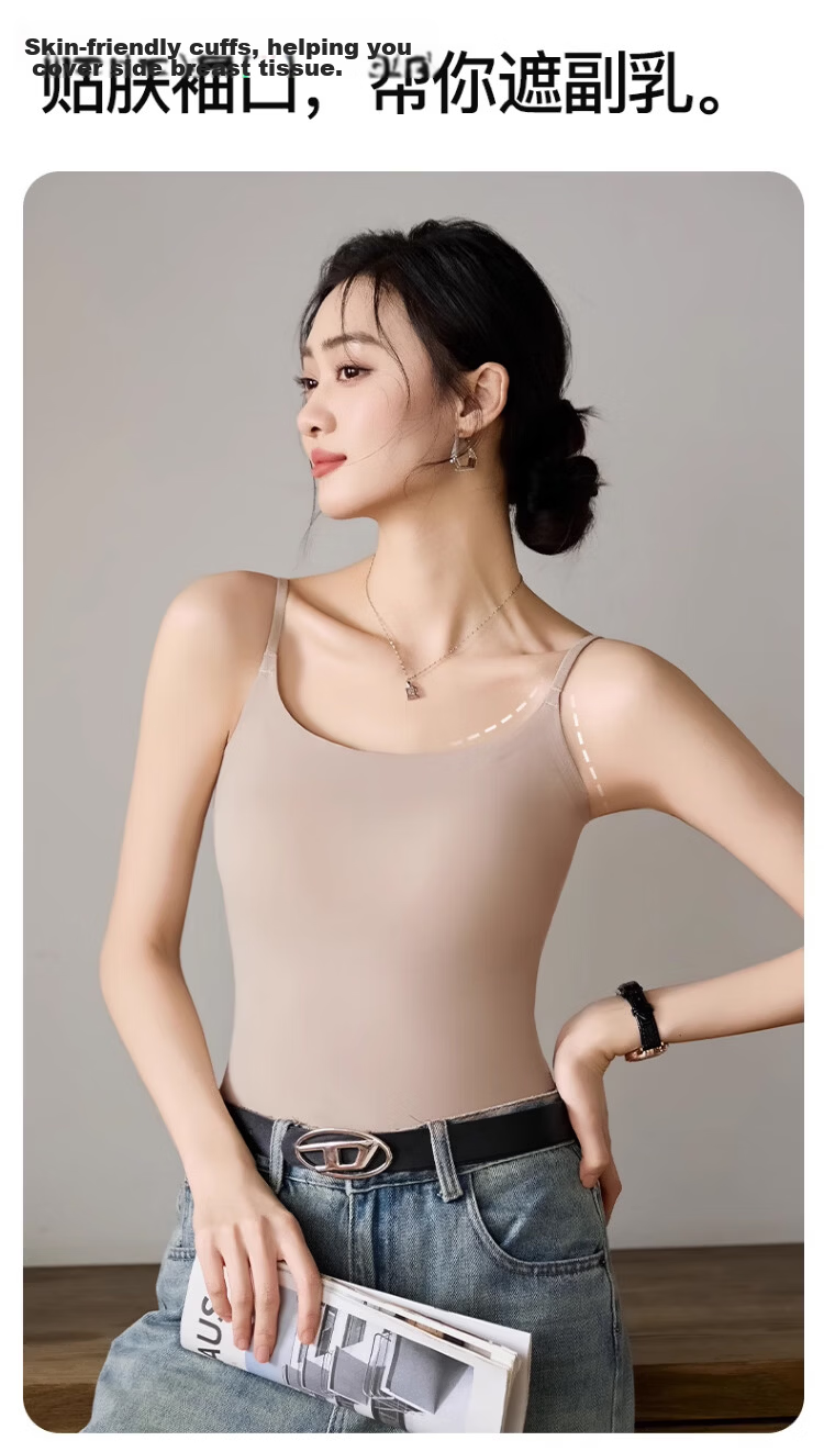 Langsha Women's Camisole Vest 2026 Summer New Seamless Built-in Bra Top with Chest Pad for Layering and Outerwear 9