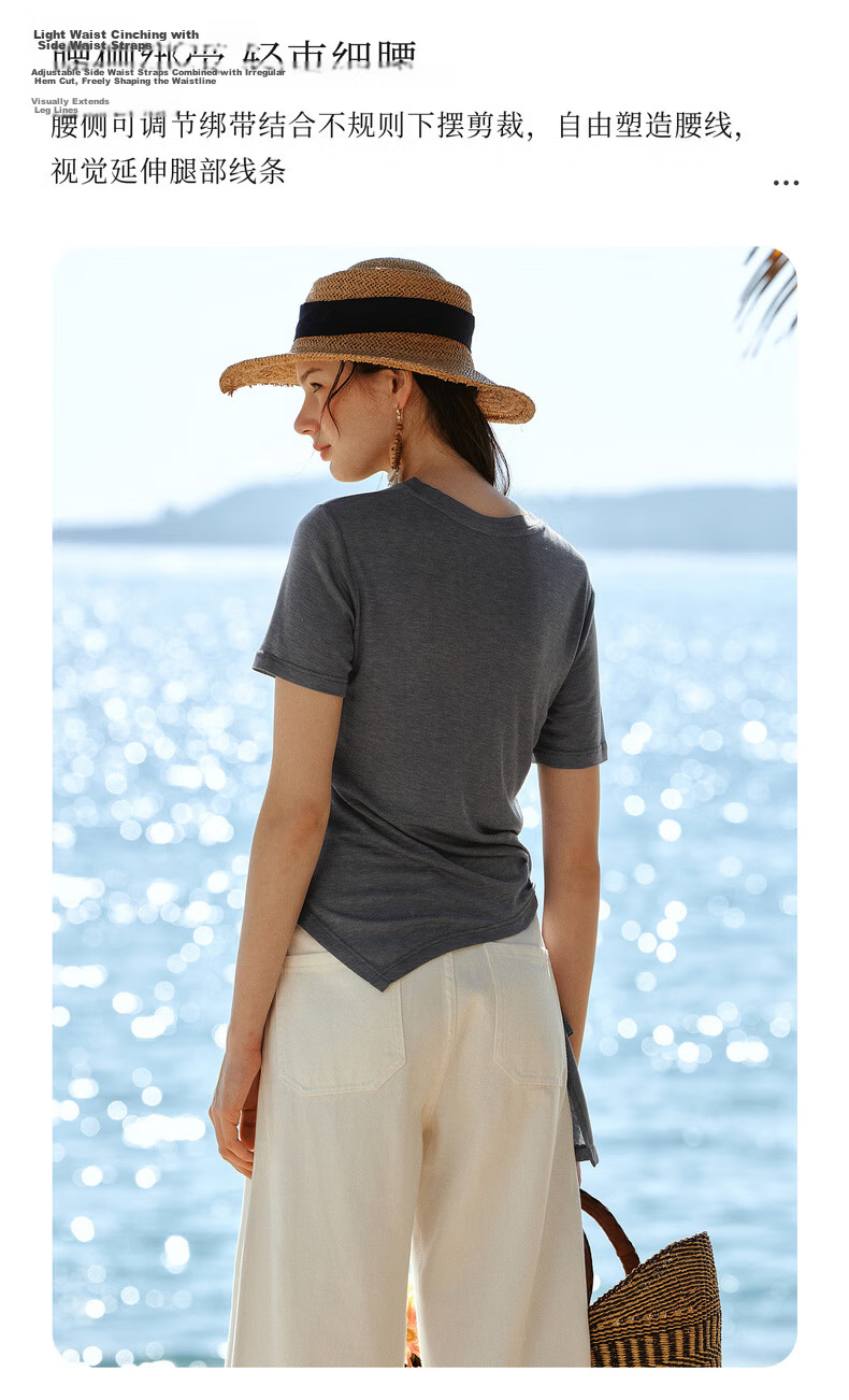 Olrain European Style Summer New French Tie Slim Fit High-End Versatile Short Sleeve T-Shirt for Women Green M 4