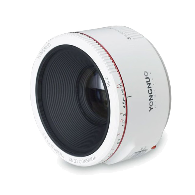 YONGNUO YN50mm F1.8II, Canon DSLR Full-Frame Prime Lens, Large Aperture Portrait Lens, White Shell