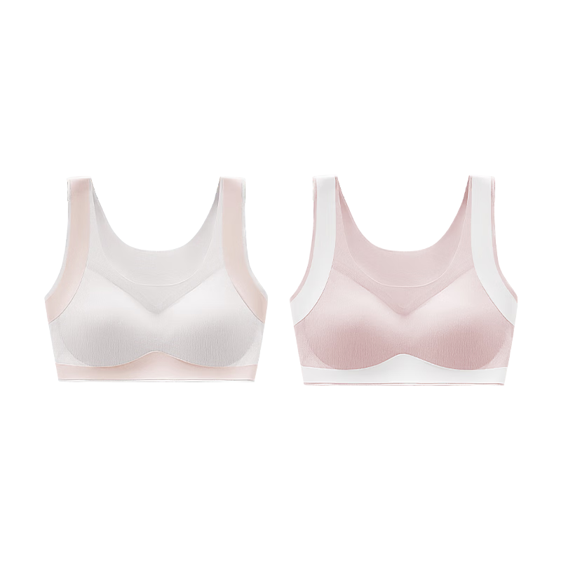 Langsha 2-Pack Developmental Girls Sports Bras Large Size Student Correction Posture Shockproof Seamless Vest Bra