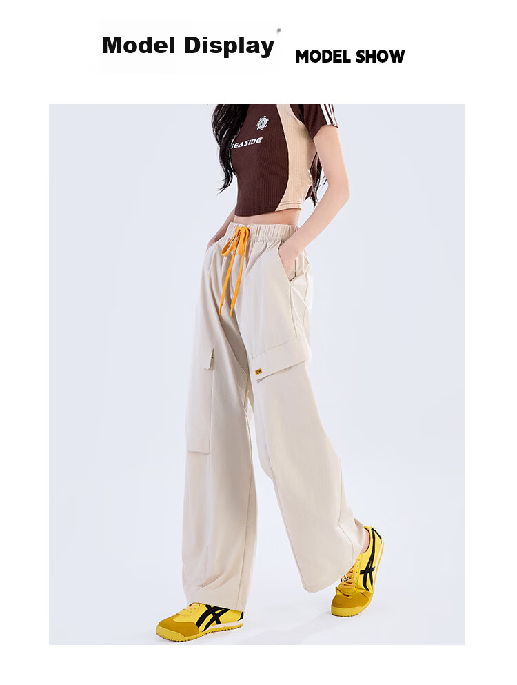 Women's Free Style Cargo Pants Summer Thin 2026 New High Waist Slimming Curved Knife Casual Hiking Loose Wide Leg Paratrooper Pants 17