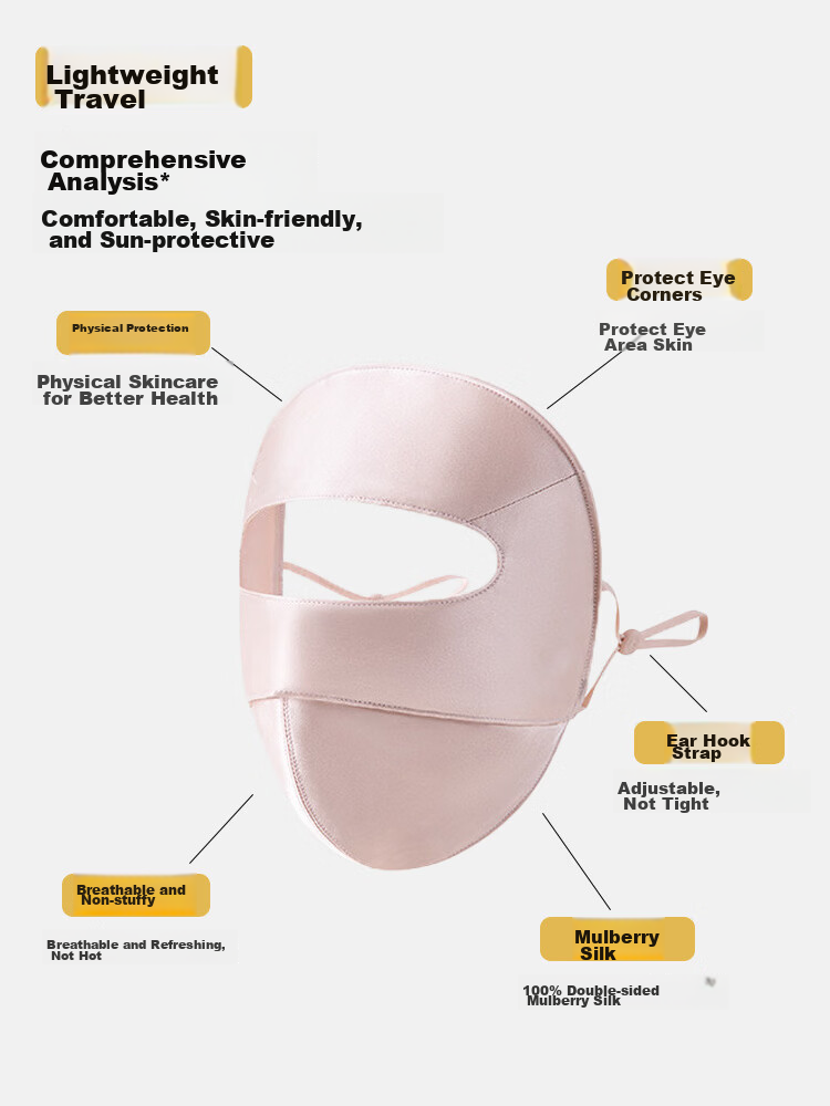 Muchiston Silk Sunscreen Face Mask for Women 2026 Summer New Full Face Protective Mask Double-Layer Mulberry Silk Face Cover 6