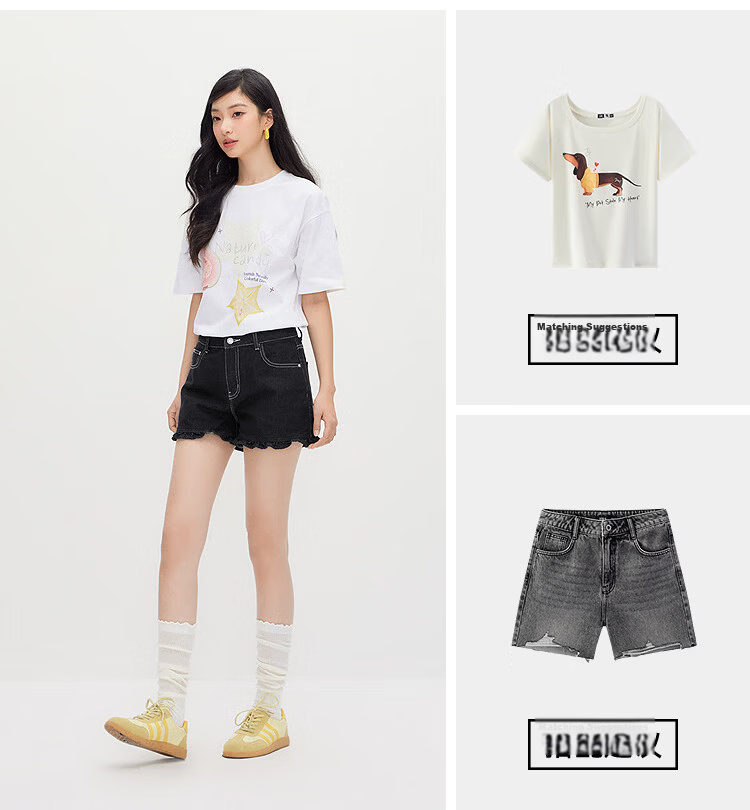 Semir Women's Summer Denim Shorts 2026 Ruffled Hem Sweet Cool A-Line Pants 109326122003 7