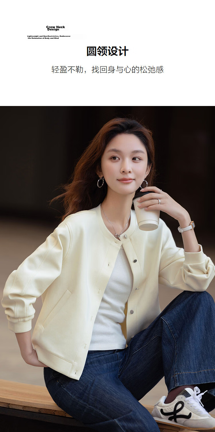 Demana Warm Soft Air Layer Spring Outdoor Korean Style Crew Neck Loose Small Size Thermal Sweatshirt Jacket for Women 5