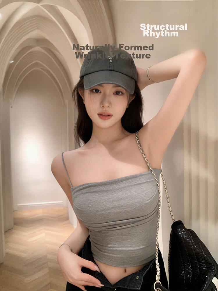 9i9 Lace Strap Padded Vest Pure Desire Back Slim Fit Outerwear Short Tube Top White S44 15