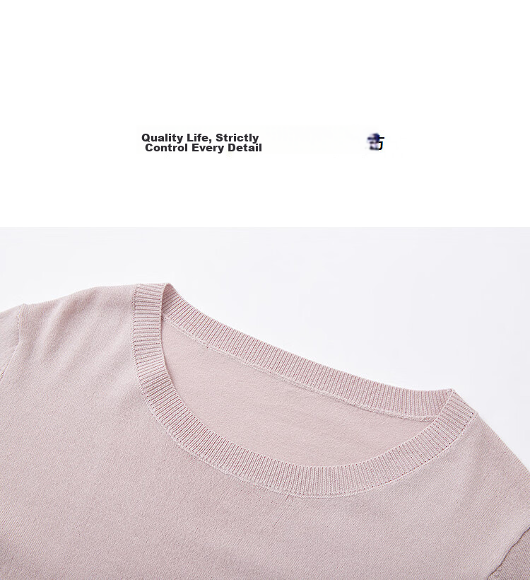 Demana [Elephant Roaming] Summer Elegant Round Neck Color-Block Jacquard Slimming Short Sleeve Knit Top for Women 15