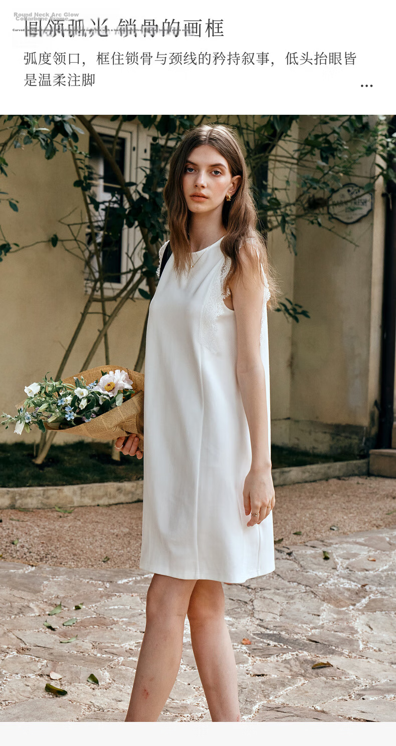 Olrain European Style Simple Elegant White Straight Dress Women Summer Mid-Length White M 9