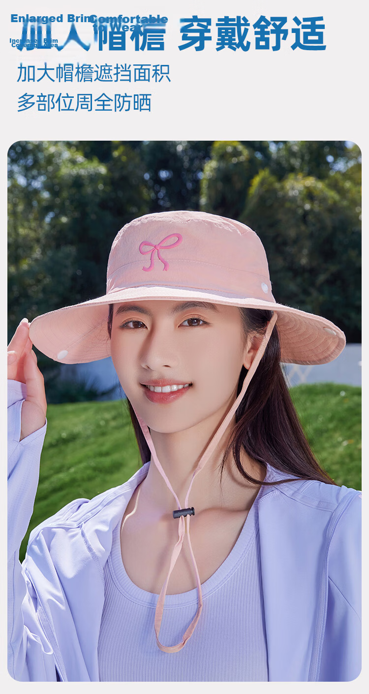 Romon Women's Sun Protection Hat UV Shield Large Brim Quick-Dry Sunshade Open-Top Bucket Hat with Strap 2