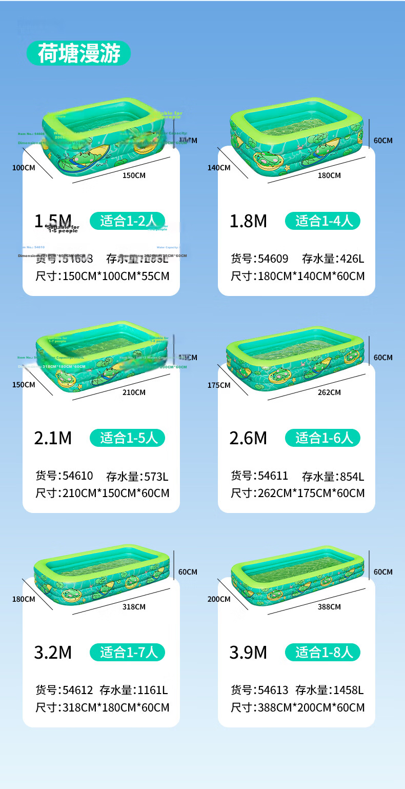 Bestway Kids Inflatable Swimming Pool Thickened Large Outdoor Home Pool Crocodile Captain 2.6m 14