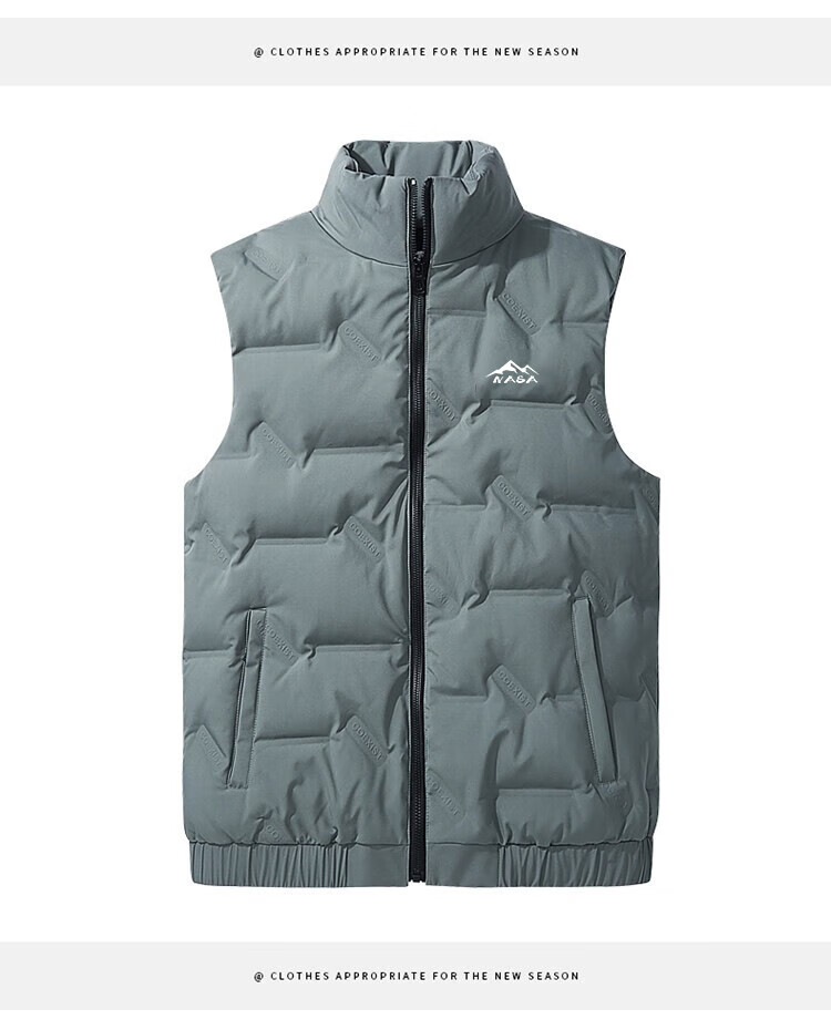 NASA MARVEL Men's Winter Down Vest Short Sleeveless Down Jacket Warm Black 4XL 5