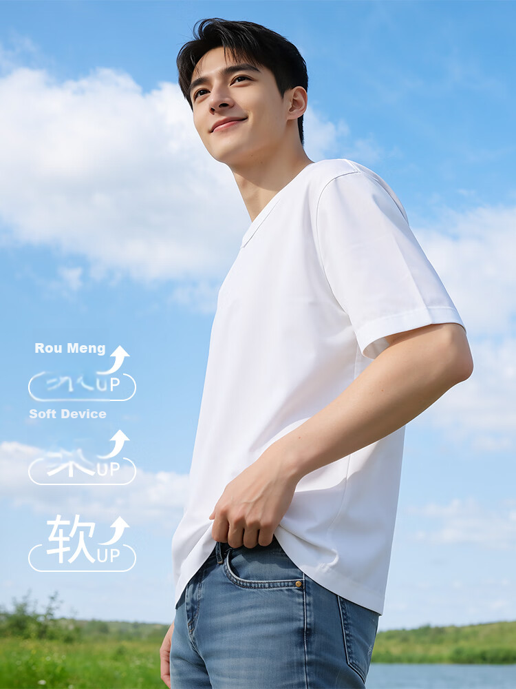 Nanjiren Men's Summer Heavyweight Pure Cotton Short Sleeve T-Shirt Basic Casual Solid Color Half Sleeve Top 10
