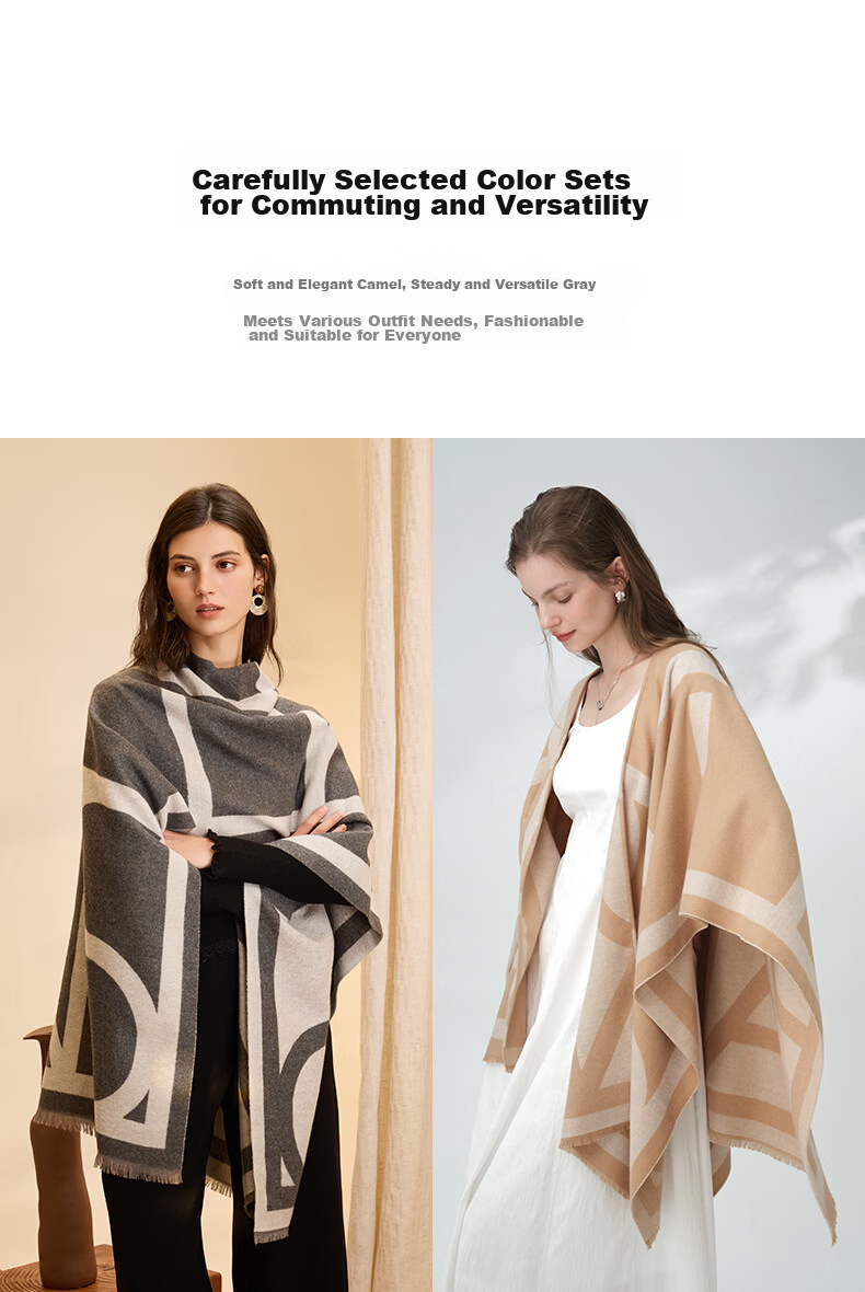 ELLE Women's Shawl French Elegant Temperament Jacquard Scarf for Air-conditioned Rooms Four Seasons Gift for Mom Camel Color 14