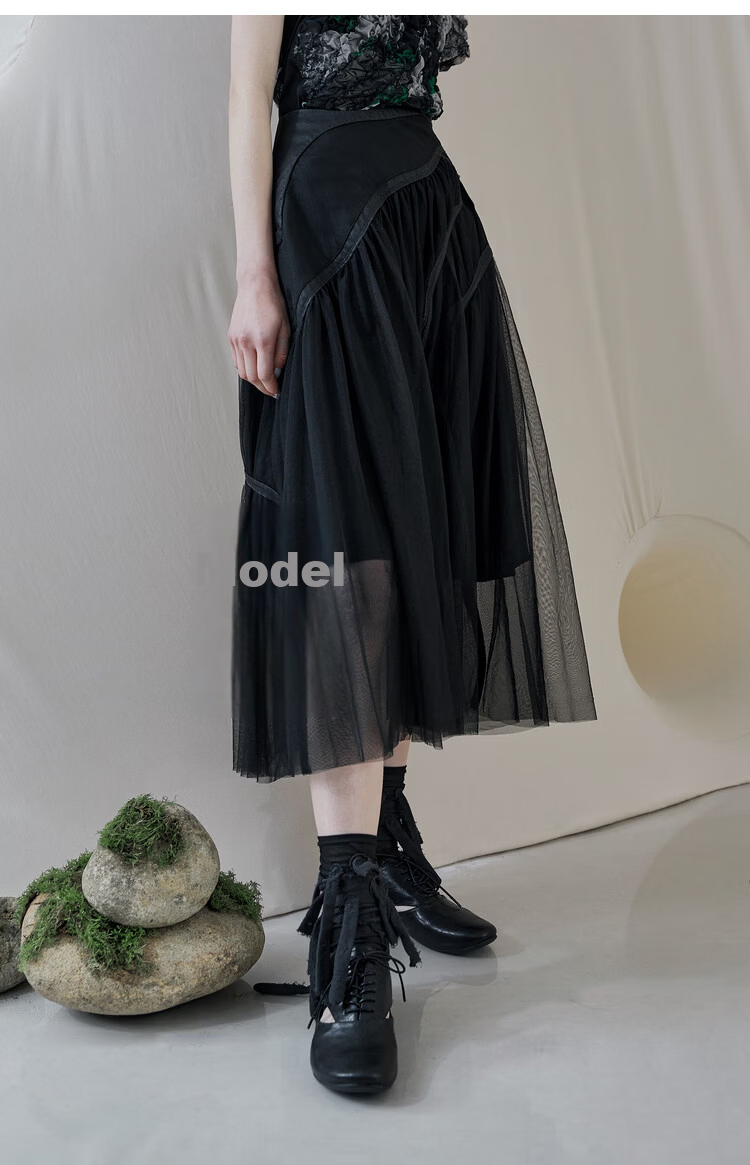 Rizhuo Original Design Women's Clothing 2026 Summer New Irregular High-End Niche Mesh A-Line Skirt 10
