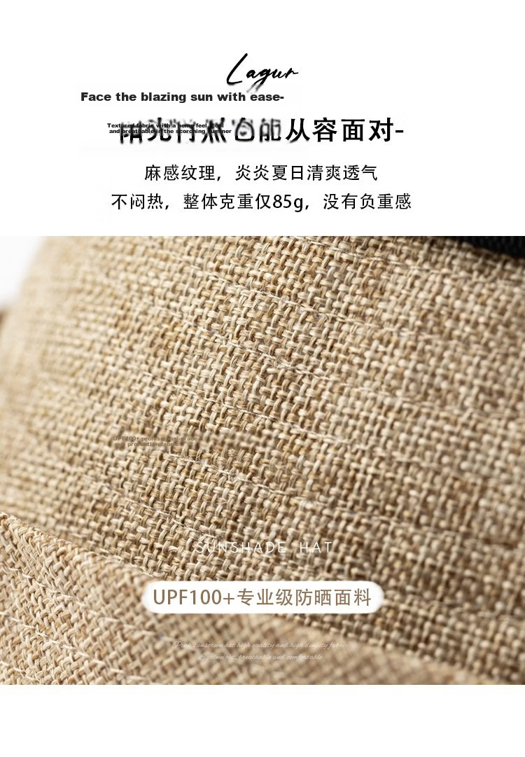 Lagur Lightweight Paper-Feel Japanese Hemp Edge Fisherman Hat Breathable Thin Sunshade Foldable Midnight Blue 3