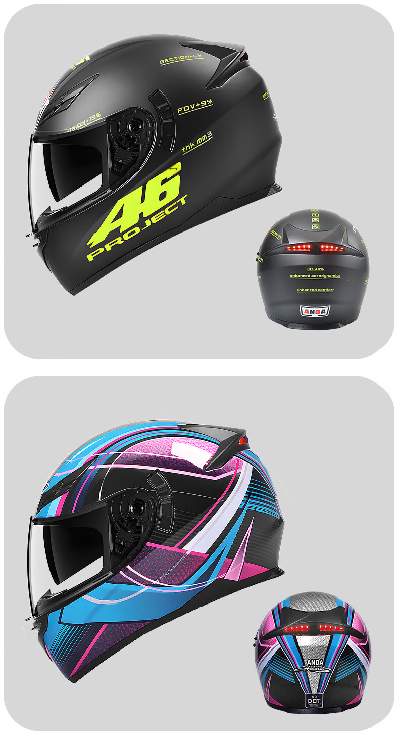 AD Motorcycle Helmet 3C Certified Unisex Winter Warm Anti-Fog Full Face DOT Standard New National Standard Class A Four-Season Electric Scooter Safety Helmet K3 Black Phantom 13