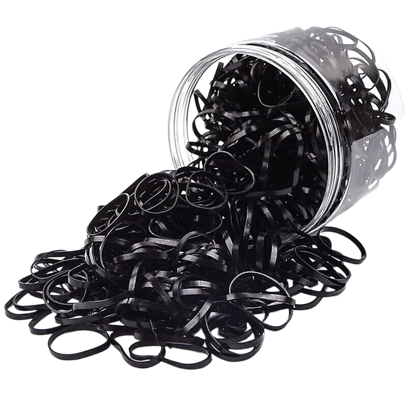 YeFeiLi Approximately 500 Thickened and Reinforced Disposable Hair Ties High Elasticity Children's Black Rubber Bands for Girls Students