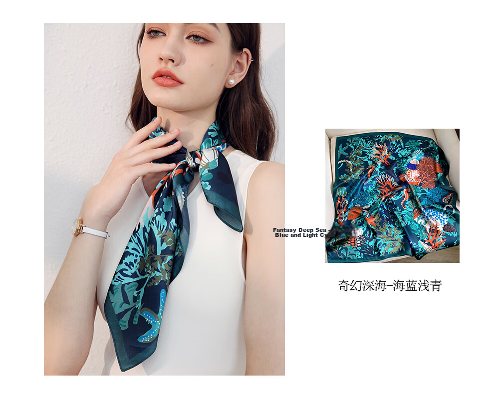 Hangsilu Silk Scarf for Women, Square Scarf, Lightweight Mulberry Silk Neck Scarf, Birthday And Holiday Gift for Mom, Teacher, Or Friends 20