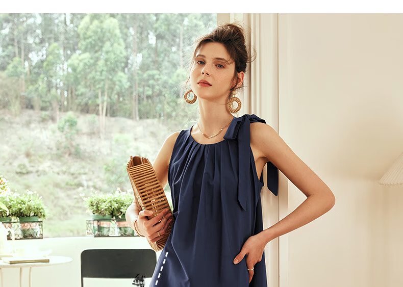 Olrain Sleeveless Halter Neck Dress Women Spring Summer Loose Vacation Spaghetti Strap Maxi Dress Purple L 8