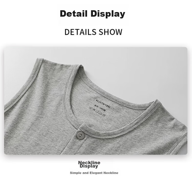 Langsha Men's Cotton Vest Cardigan Sleeveless Summer Outerwear Loose Fit Middle-aged and Elderly Dad Cotton Undershirt 15