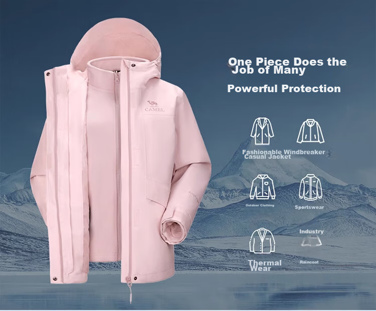 CAMEL Women's 3-in-1 Fleece Detachable Outdoor Softshell Jacket Windproof Waterproof Hiking Mountaineering Coat for Men 11