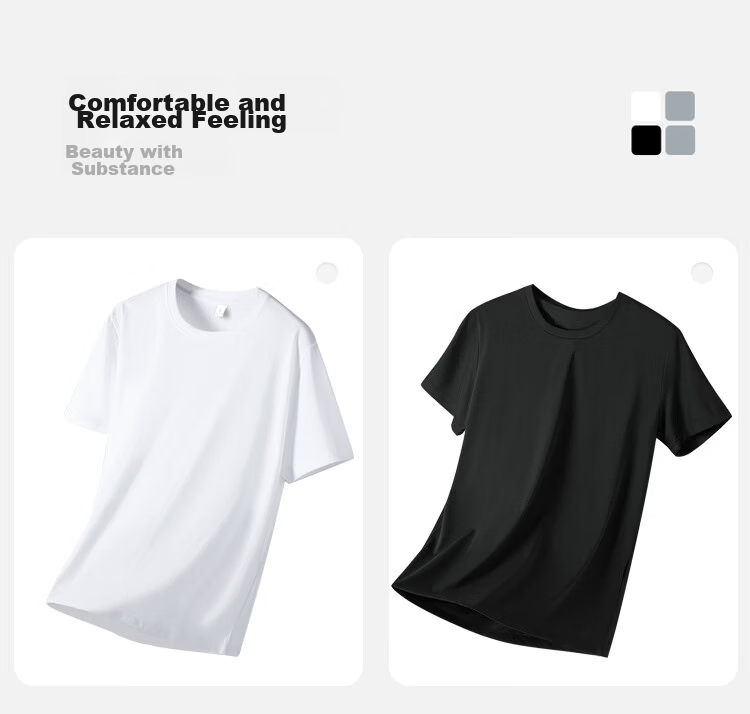 Yiershuang Men's T-Shirt Pure Cotton Crew Neck Short Sleeve Summer Basic Solid Color Undershirt Sweatshirt 6-Pack 6