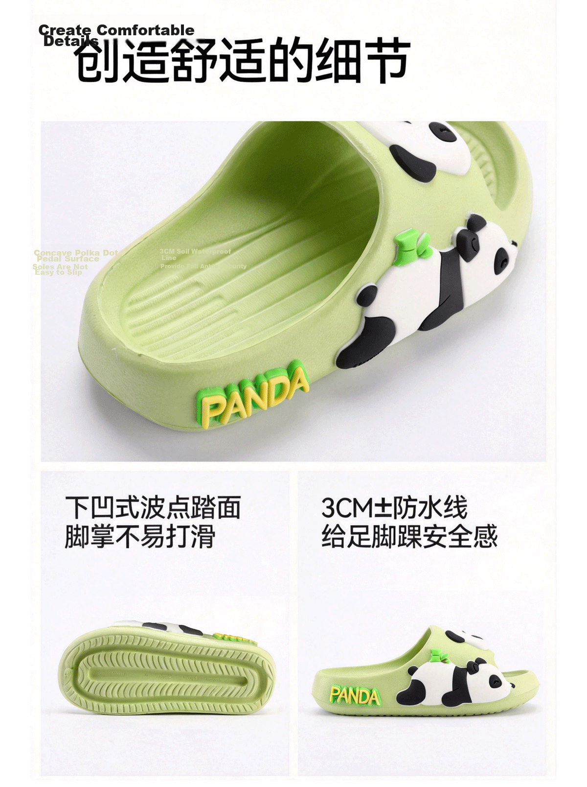 TUDOUWU Kids Slippers for Children, Indoor and Outdoor Non-Slip Soft Sole Sandals, Panda Design Size 210 10