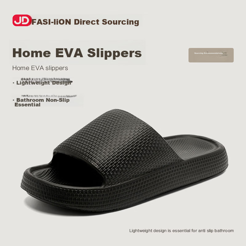 Banzhulin Lightweight EVA Anti-Slip Bathroom Slippers for Women and Couples, Travel Home Sandals - Ultra Light Black Men's Size 40-41