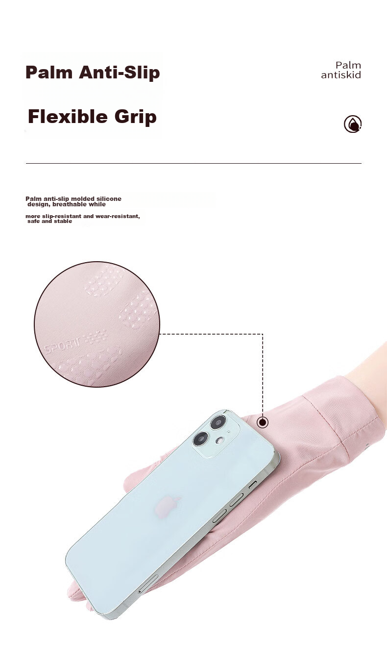 Jian Cai Women's Summer Sunscreen Gloves Outdoor Driving Ice Silk Cooling Breathable Fingerless Anti-Slip Cycling Gloves 5