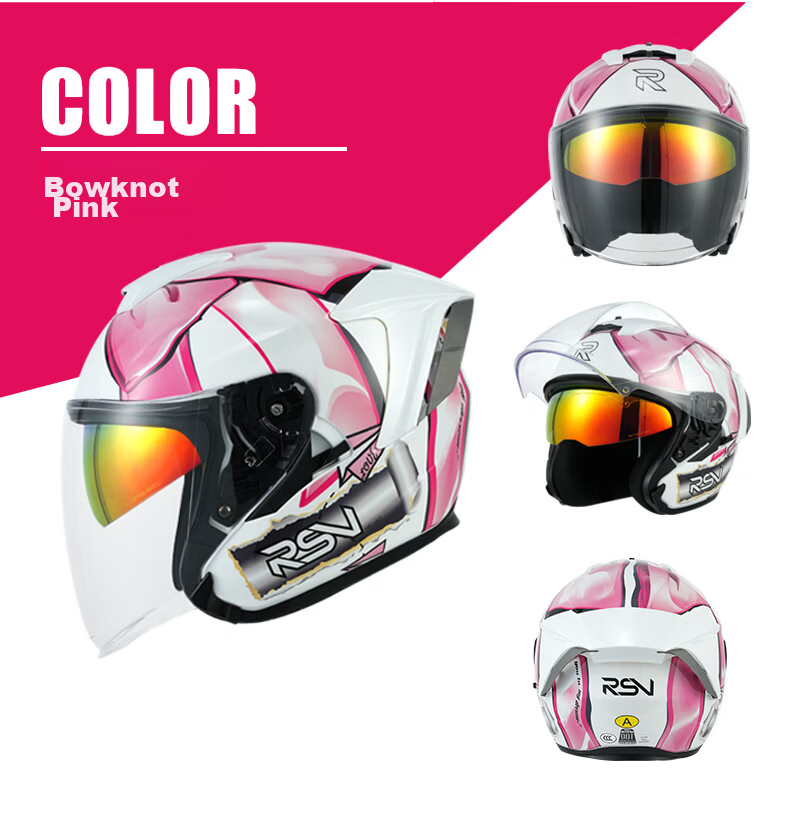 RSV Motorcycle Helmet 3C Certified Unisex Four-Season Half Helmet Dual Visor Windproof Electric Bike Bluetooth Earphones 3XL 25