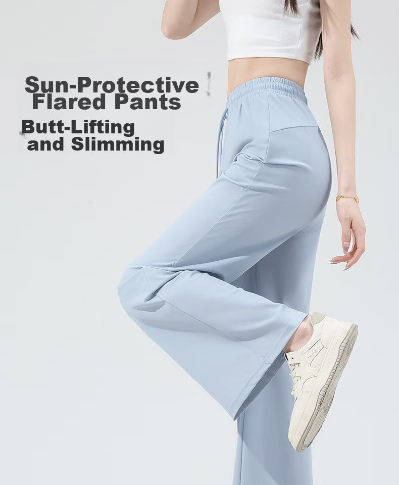 MINISO Women's Black Flared Pants Thin 2026 New Ice Silk Cooling Sun Protection Slim Fit Long Pants for Petite Summer 3