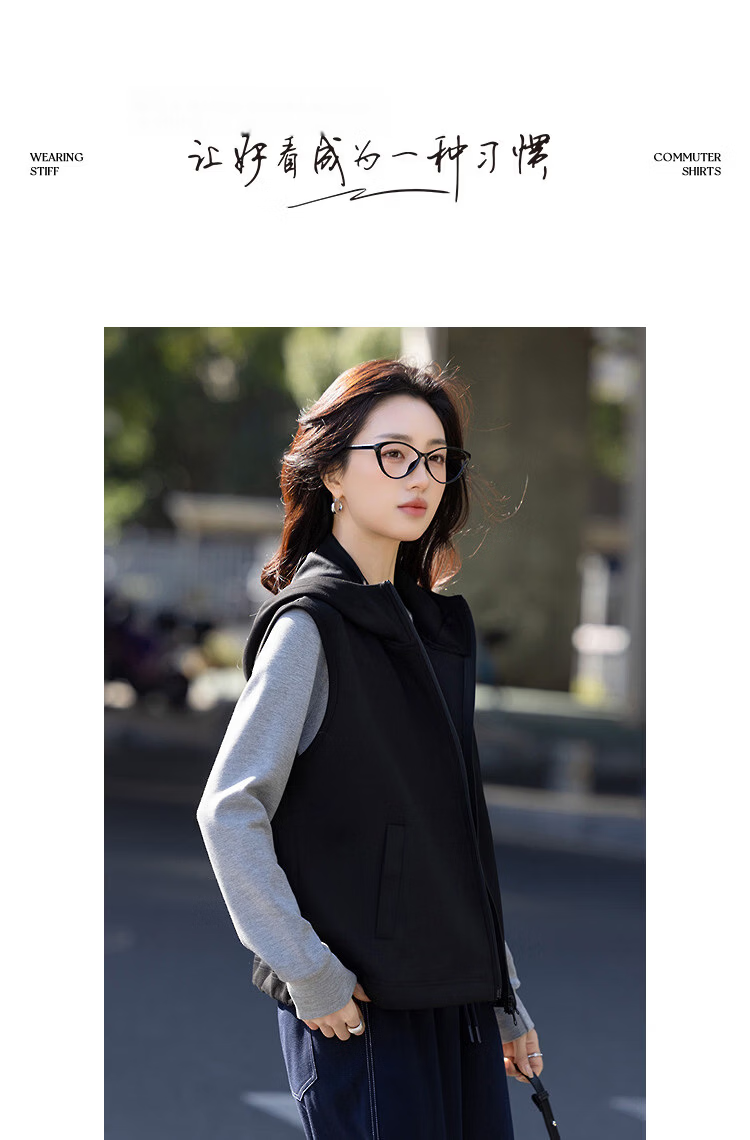 Demana Long-termism Spring Vintage Style Hooded Sleeveless Loose Slimming Concealing Petite Jacket for Women High-end Feel 11