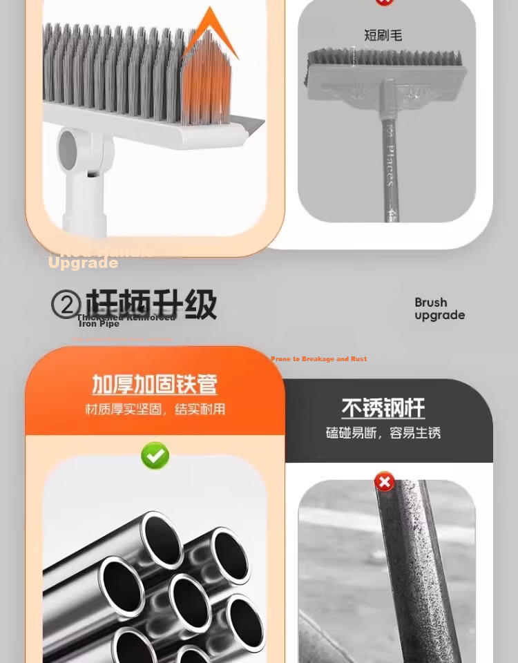 Guangduola Floor Brush Bathroom Brush No Dead Angle Shower Brush Floor Gap Brush Toilet Crevice Brush V-Shaped Long Handle Floor Brush 4
