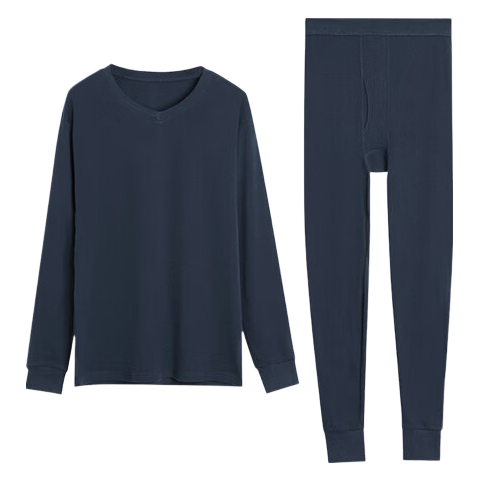 Hodo Men's Underwear Autumn Thermal Top And Bottom Set, Pure Cotton V-Neck Thin Undershirt Base Layer, New Arrival for Fall, Dark Gray, 175/100