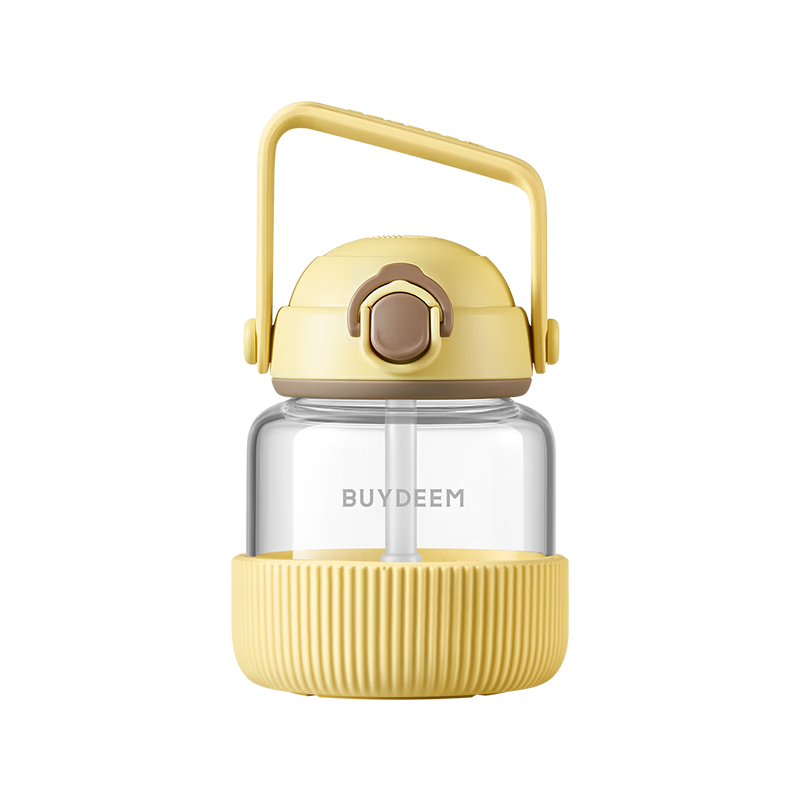 Buydeem Glass Cup, Water And Tea Separation, Heat-Resistant High Borosilicate Glass, Straw Cup, Wide-Bellied Cup