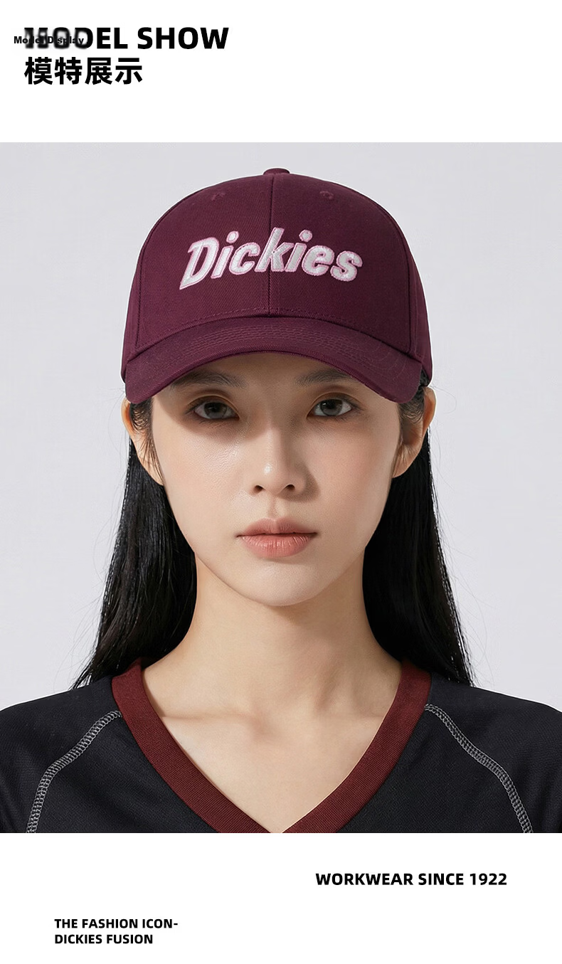 Dickies Vintage Hard Top Baseball Cap Unisex Adjustable Velcro Duckbill Hat Navy Blue Outdoor Sunshade Cap 12