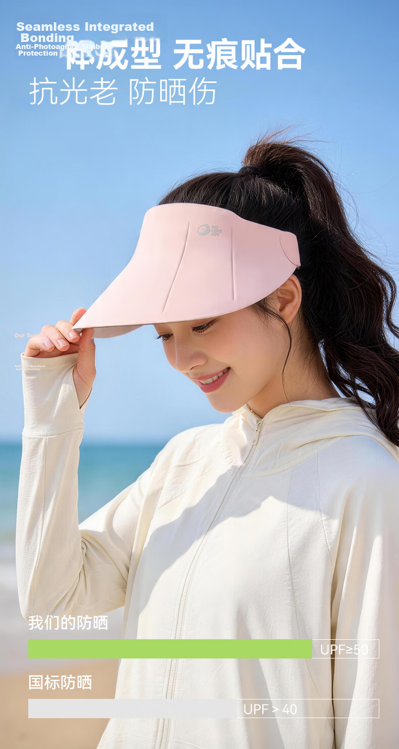 GOLOVEJOY Lightweight Seamless Breathable UV Protection Sun Hat for Women Summer Open-Top Sunshade Hat Night Black 5
