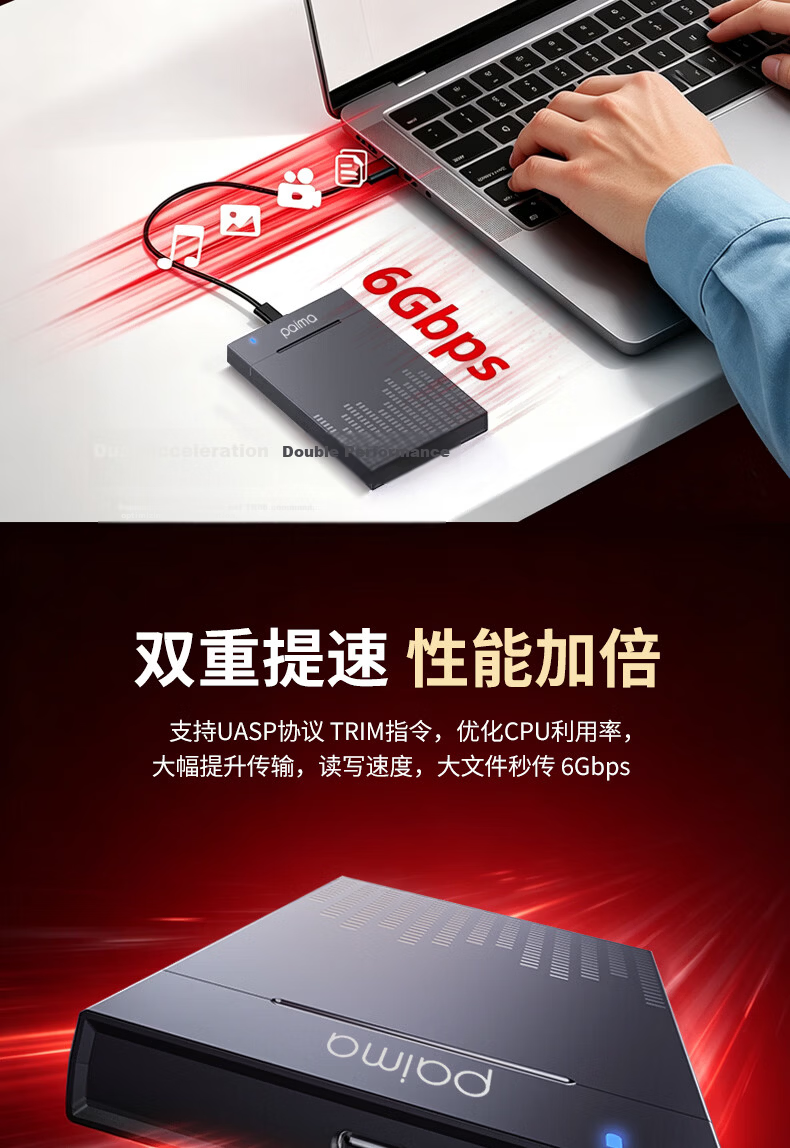 Paima USB 3.0 2.5 Inch Type-C SATA External Hard Drive Enclosure for SSD HDD Desktop Laptop 3